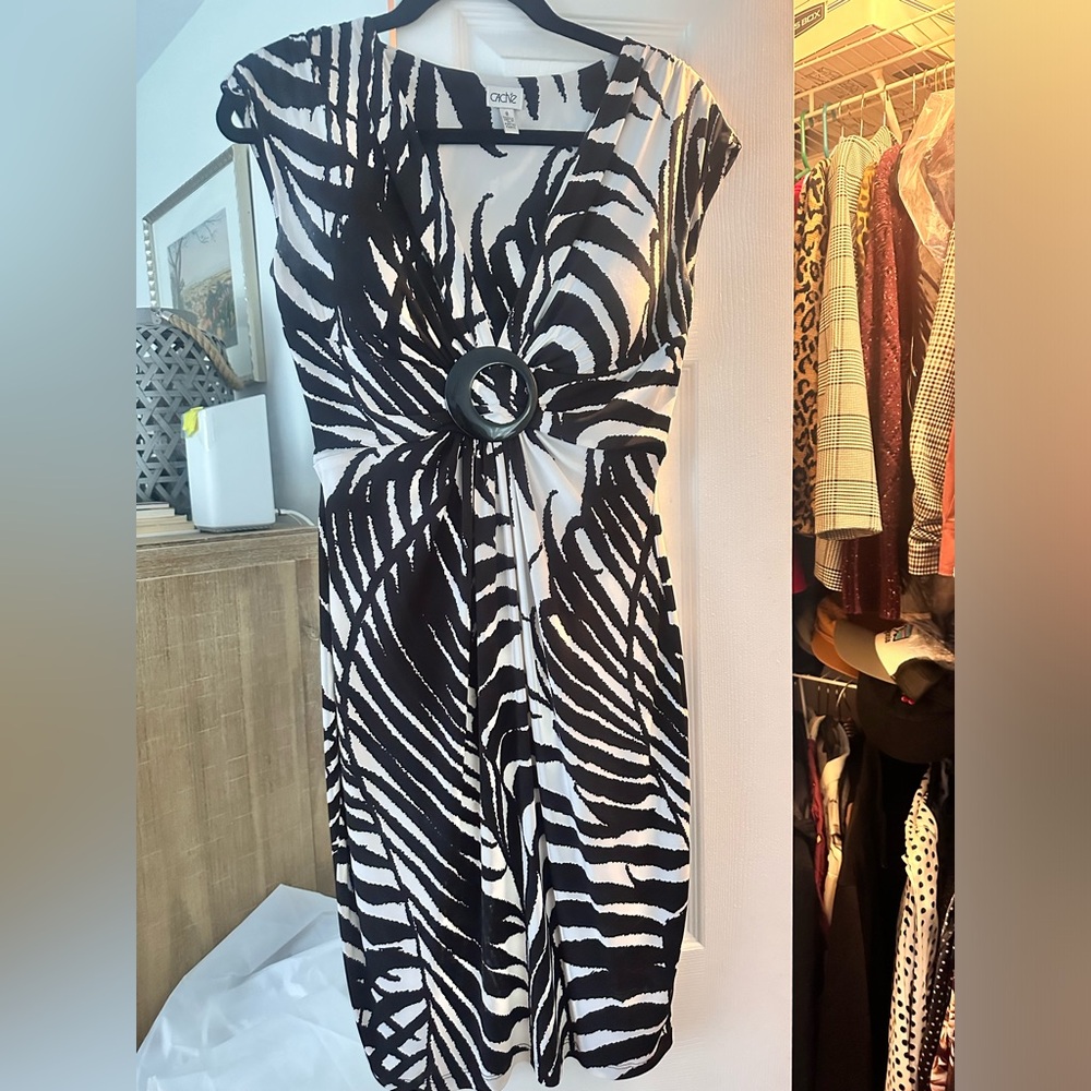 Cache Womens Zebra Print V Neck Sleeveless
